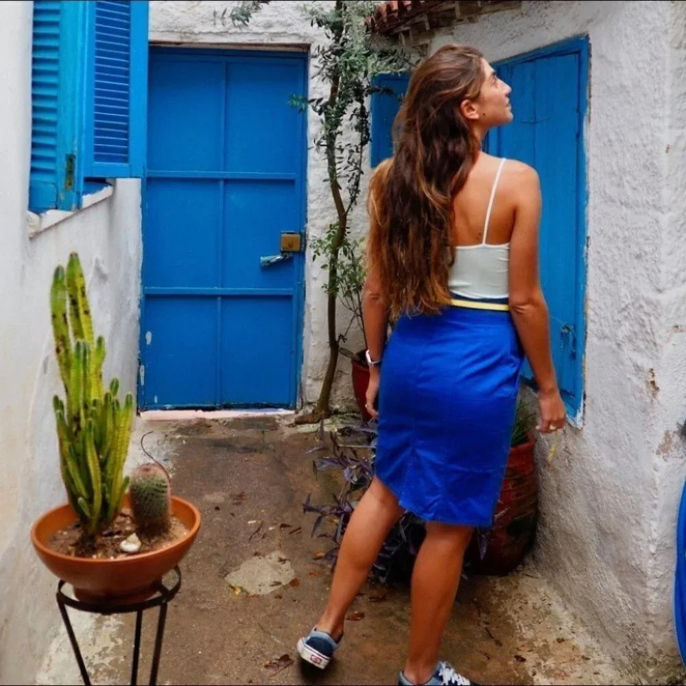 Vintage - Royal Blue High-Waisted Skirt